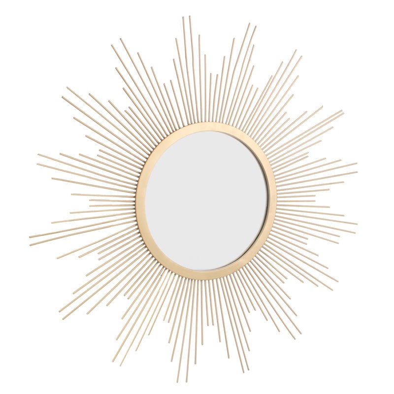 Stonebriar Round 23" Antique Gold Metal Starburst Hanging Wall Mirror with Attached Mounting Bracket, Decorative Decor for the Living Room, Bedroom, Bathroom, Hallway, and Entryway - Image 2